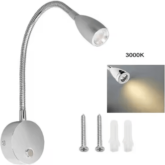Inspire Curations 12V 24V Dimmable RV Reading Light With USB C Charger silver 3000k