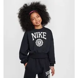 NIKE Kinder Sweatshirt Nike Sportswear Club Girls' French, Größe M in Schwarz Schwarz