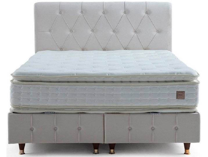 Xlmoebel Boxspringbett Graues Chesterfield Polsterbett mit hochwertiger Verarbeitung (Bett), Hergestellt in Europa