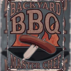 Moritz Deko Blechschild Backyard BBQ Chef 20 x 25 cm  Metallschild Retro Vintage