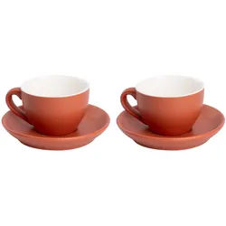 Palmer Cappuccino-Tasse und Untertasse Colors Matt 18 cl 14 cm Braun Porzellan 2 Stück
