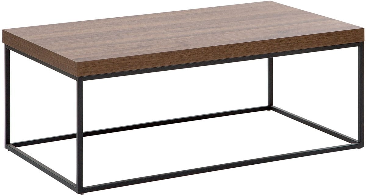 Beliani Salontafel Delano - Donkerbruin Houtfineer met Zwart Metalen Onderstel - Industrieel Design