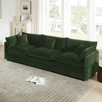 Loedds 3-Seat Chenille Sofa with Two Armrest Pillows and Three Toss Pillows