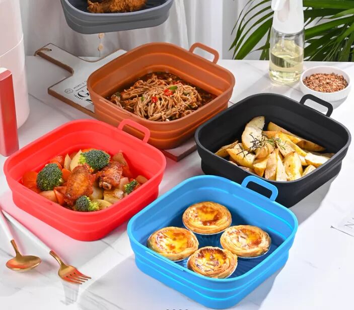 INF Zusammenklappbare quadratische Silikonform für Fritteuse 17,5 cm Schwarz