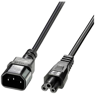 LINDY Strom Anschlusskabel [1x Kaltgeräte-Stecker C14 - 1x Kleeblatt-Buchse C5] 1.00m Schwarz