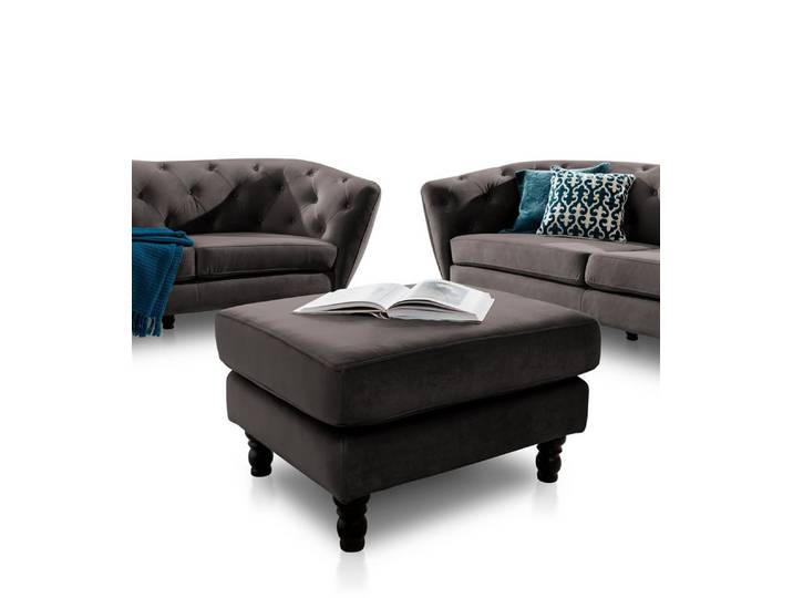 Fun Möbel Polsterhocker Polsterhocker Sitzhocker CHARLOTTE in Stoff Matt Velvet (Sofa Charlotte Hocker Stoff)