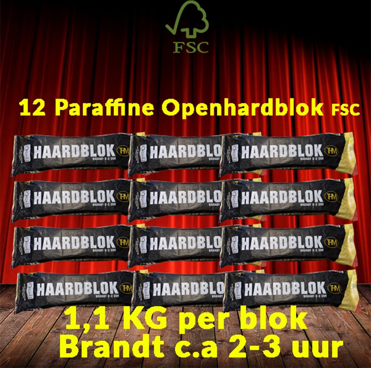 THM Openhaardblokken Paraffine - 12 stuks - 1,1 kg