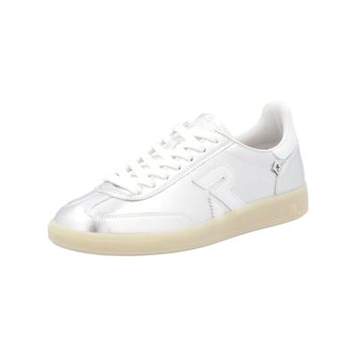 Sneaker RIEKER "Rieker Sneaker Glattleder", Damen, Gr. 37, Textil, silber (silber, weiß), Glattleder, Schuhe Sneaker