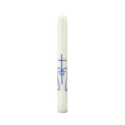 Marienkerze "Marienzeichen-Kreuz" Elfenbein 600 x Ø 60 mm, 1 Stück