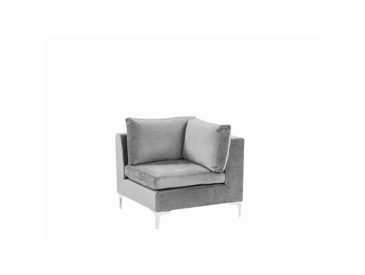 Fauteuil d'angle en velours gris EVJA - BELIANI - Modulable - Vintage