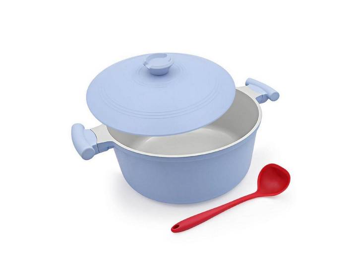 LuxusKollektion Kochtopf Kochtopf 24cm 5L Keramik Antihaft Weiß Blau