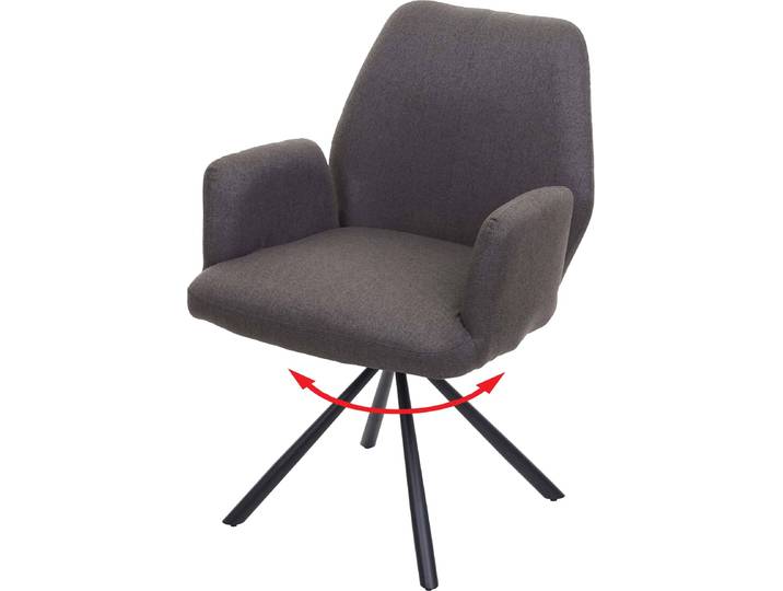 Esszimmerstuhl HWC-H71, Küchenstuhl Lehnstuhl Stuhl, drehbar Auto-Position Stoff/Textil Stahl grau-braun