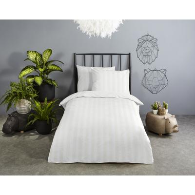 Babybettwäsche DESCANSO "Hotel Sevilla", weiß, B/L: 120cm x 150cm, 1 Stk., 1 Stk., Satin, B/L: 70cm x 60cm, 2, Satin, Obermaterial: 100% Baumwolle, Bettwäsche, Satin, Reißverschluss, Wende, Luxe, Streifen, uni