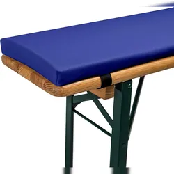 TexDeko Bierbankauflage gepolstert 220x25x4cm XL Bankauflage waschbar mit Reißverschluss zum selber aufziehen (Blau Kunstleder)
