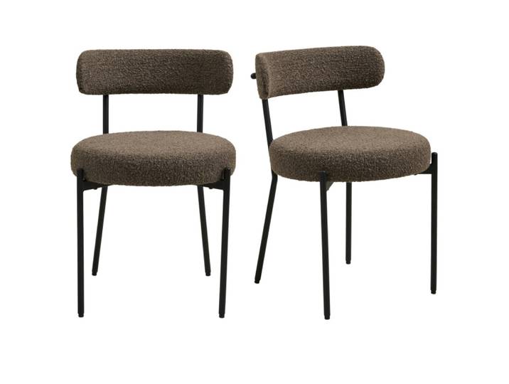 Chaise en tissu bouclé marron (x2)