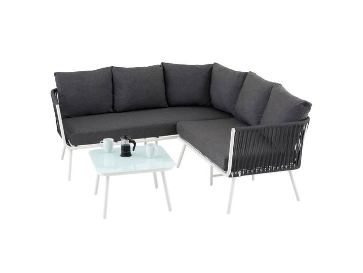 GARTENLOUNGE JAKARTA 3er Set weiß/grau