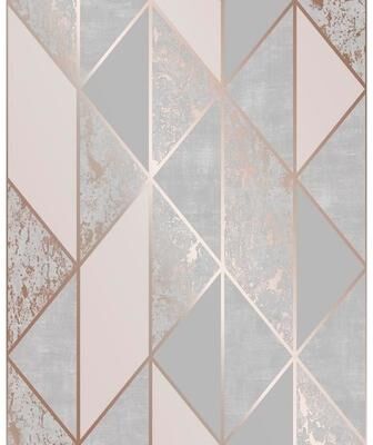 Superfresco Easy Superfresco Milan Geo Rose Gold and Grey Wallpaper