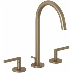 Kludi NOVA FONTE Waschtischarmatur, Brushed Bronze, 3-Loch-Montage, 2-Griff, schwenkbarer oder arretierbarer Auslauf, DVGW-zugelassen