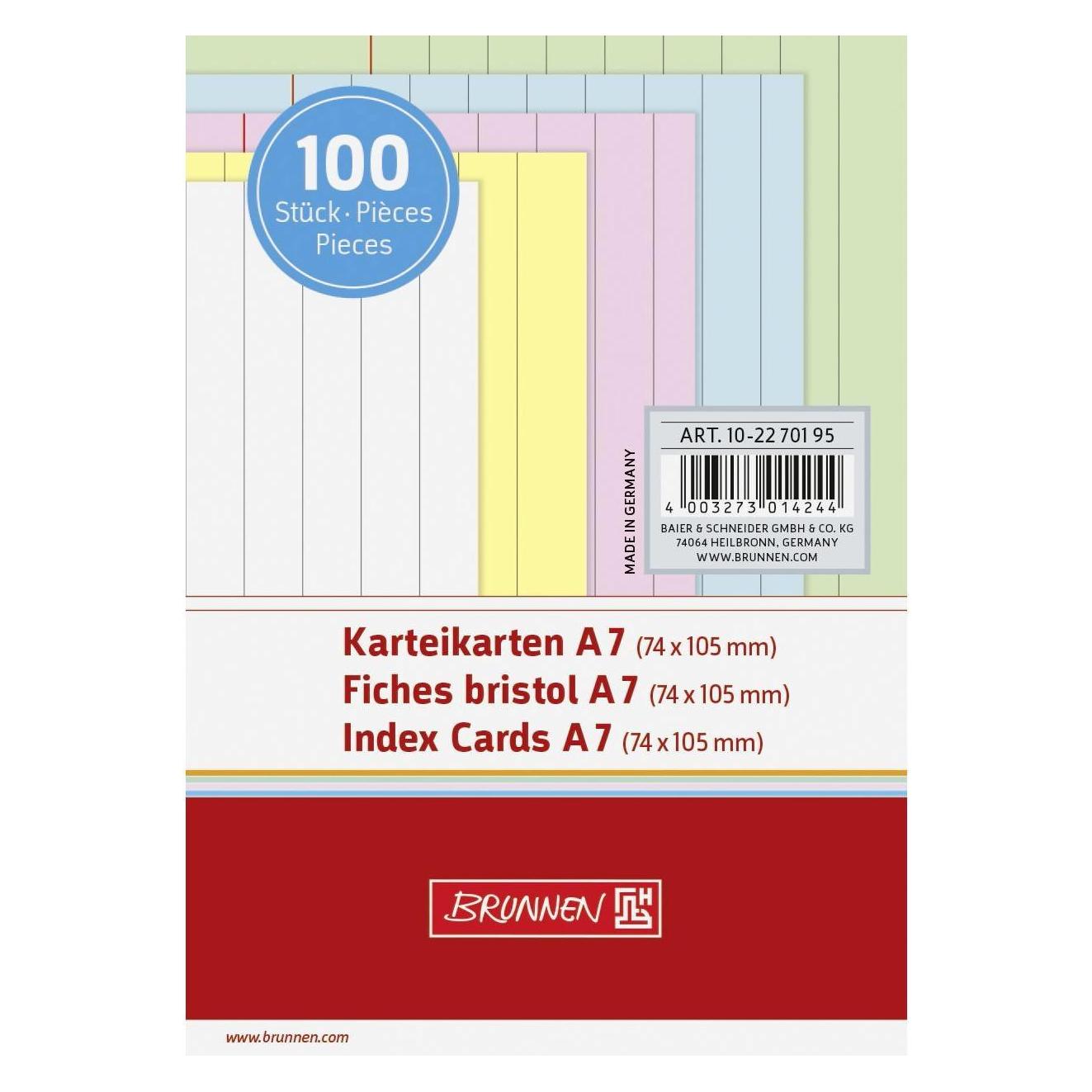 Brunnen Karteikarten (A7, 100x, 190 g/m²) (102270195)