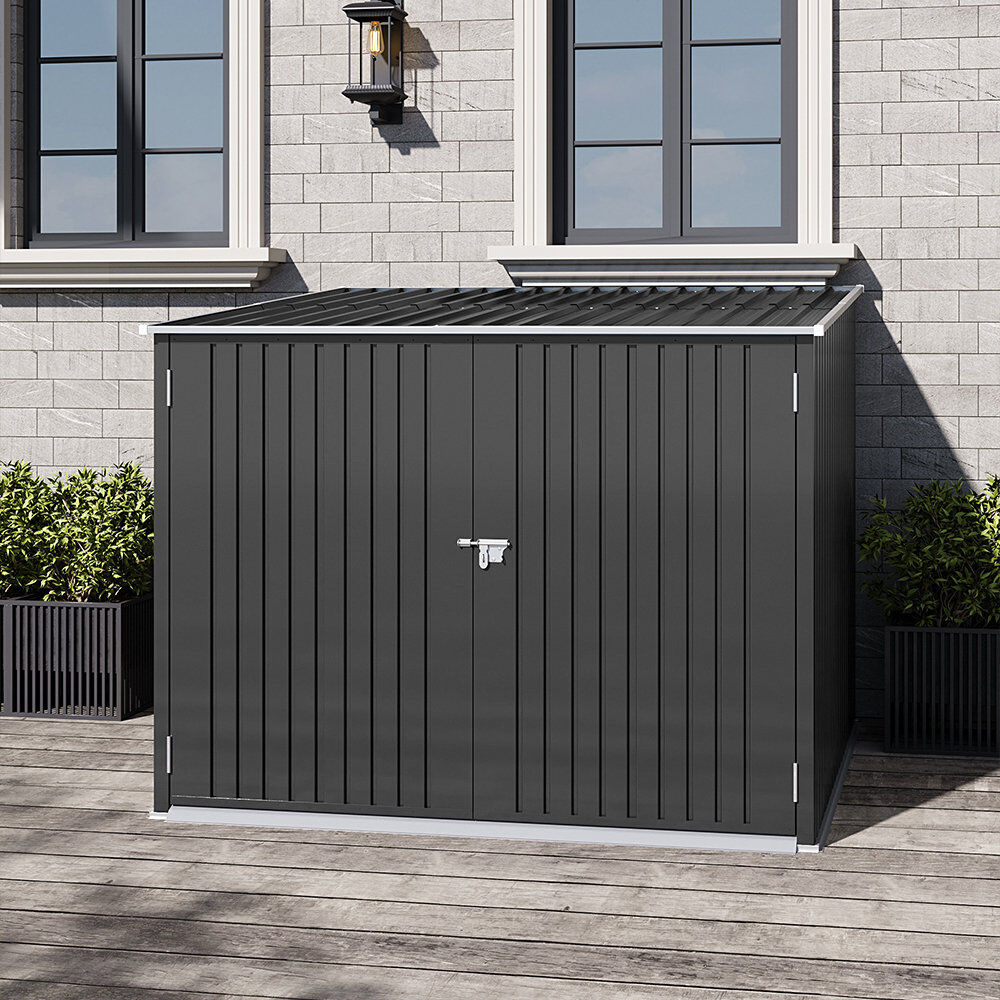 Dakota Fields Marjorie 4 bikes-6 ft. W x 7 ft. D Metal Pent Bike Shed Silver;Green;anthracite 195cm W X 205cm D X 157.5cm H