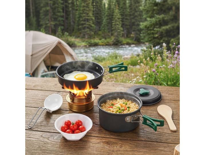 Outsunny Set Casseroles Camping 8 Pièces Ultra-léger Gris
