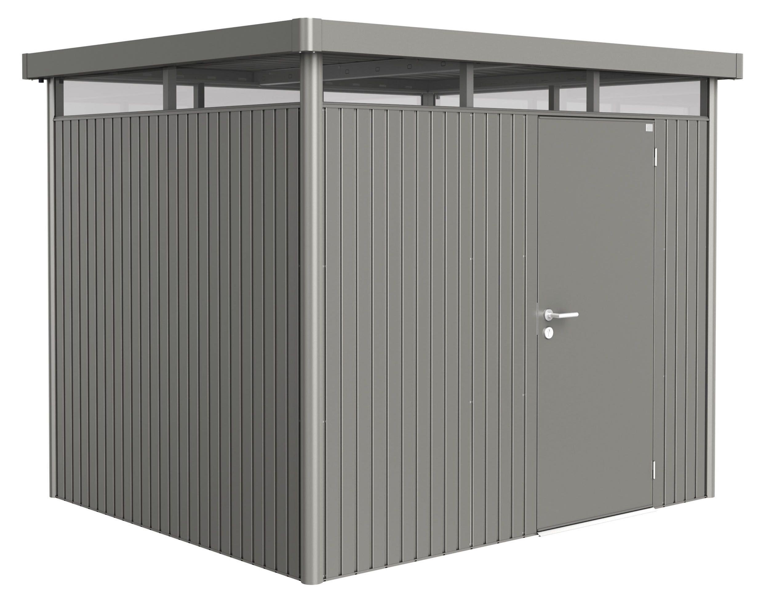 Biohort Highline, Metallschuppen, Einzelbild, Flachdach, Grau, Metall, Grau