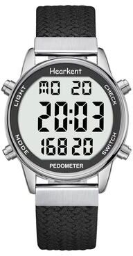 Fusion Finds Pedometer Watch Digital Step Counter Watch With Calorie & Distance Tracker For Walking black