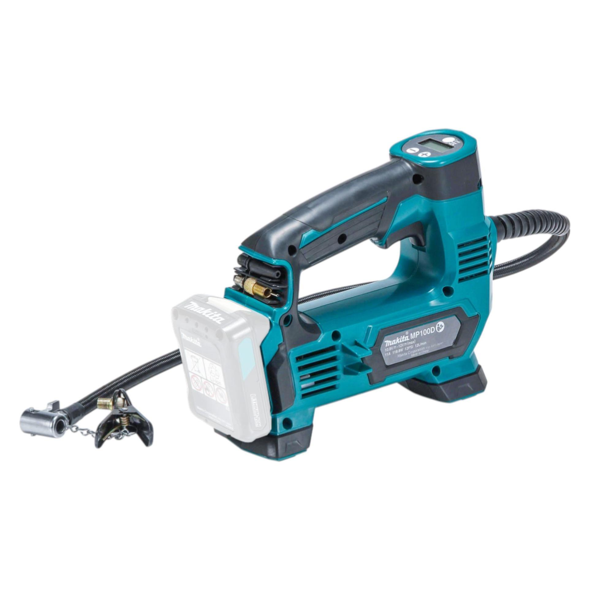 Makita MP 100 DSA Akku Kompressor 12 V max. 8,3 bar + 2x Akku 2,0 Ah + Ladegerät (8.30 Bar) (MP100DZ)