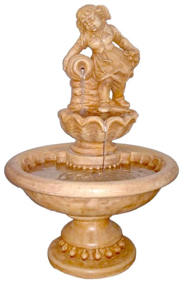 Casa Padrino Barock Springbrunnen Mädchen Beige Ø 70 x H. 119 cm
