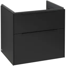 Villeroy & Boch Subway 3.0 Waschbeckenunterschrank, LED-Beleuchtung, 2 Auszüge, 622x576x478mm, C576L1VL, Farbe: Front/Korpus: Volcano Black, Griff: Volcano Black