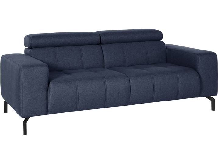 2-Sitzer DOMO COLLECTION Cunelli, moderne Sitznähte als Designelement, fester Sitzkomfort , blau (dunkelblau), B:208cm H:79cm T:104cm, Sofas, 2-Sitzer, whlw. verstellbare Kopfteile, passend für gängige Saugroboter