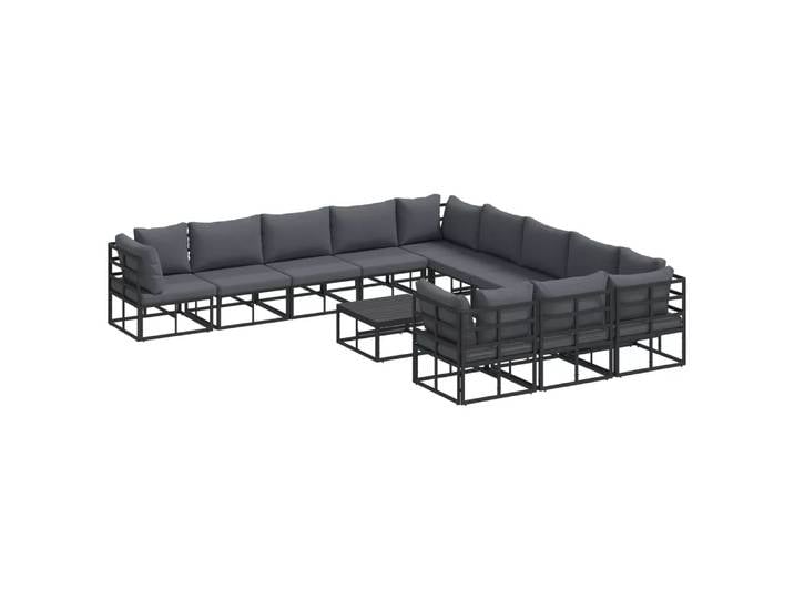 VidaXL - Gartensofa-set aluminium, One Size, Schwarz