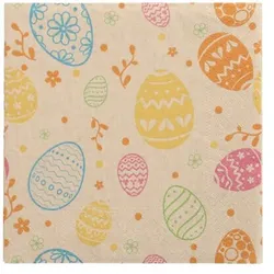 Papstar 300 Servietten, 3-lagig 1/4-Falz 33 cm x 33 cm natur `Eggs` aus recyceltem Papier