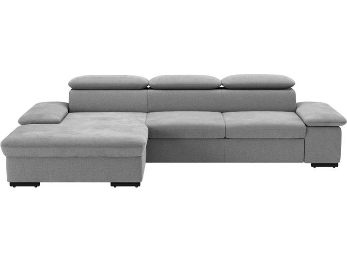 Ecksofa, Luxus-Microfaser, Grau 286×174 cm, Mit Bettfunktion & Verstellbaren Armlehnen, Sit&More
