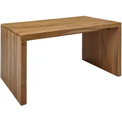 SCHREIBTISCH Massivholz Stauraum Abgerundete Ecken, Beige 140x80x76 cm