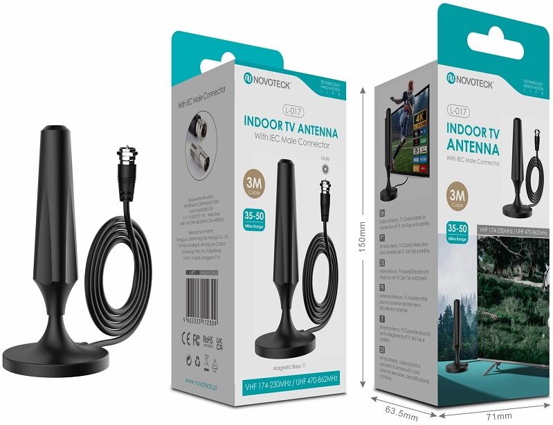 Antena Exterior/Interior UHF TDT c/ Íman - NOVOTECK