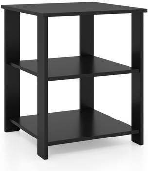 Costway 3-Tier Modern Nightstand Square Side Table with Open Storage Shelves-Black