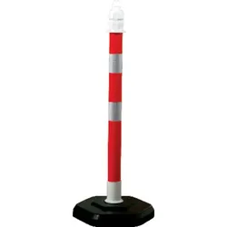 Kettenpfosten, r/w, 1000mm, Ø 63mm - rot/weiß