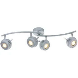 LED Deckenlampe 4 flammig Wohnzimmerleuchte Deckenleuchte Spotleiste , Strahler verstellbar, Metall grau antik, 4x5W 4x 345lm warmweiß, LxH 68 x 16 cm