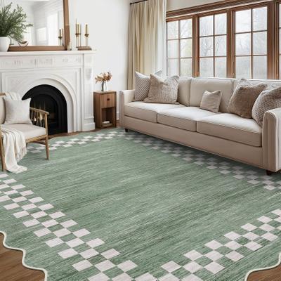 Garvee Scallop Check Washable Soft Area Rug