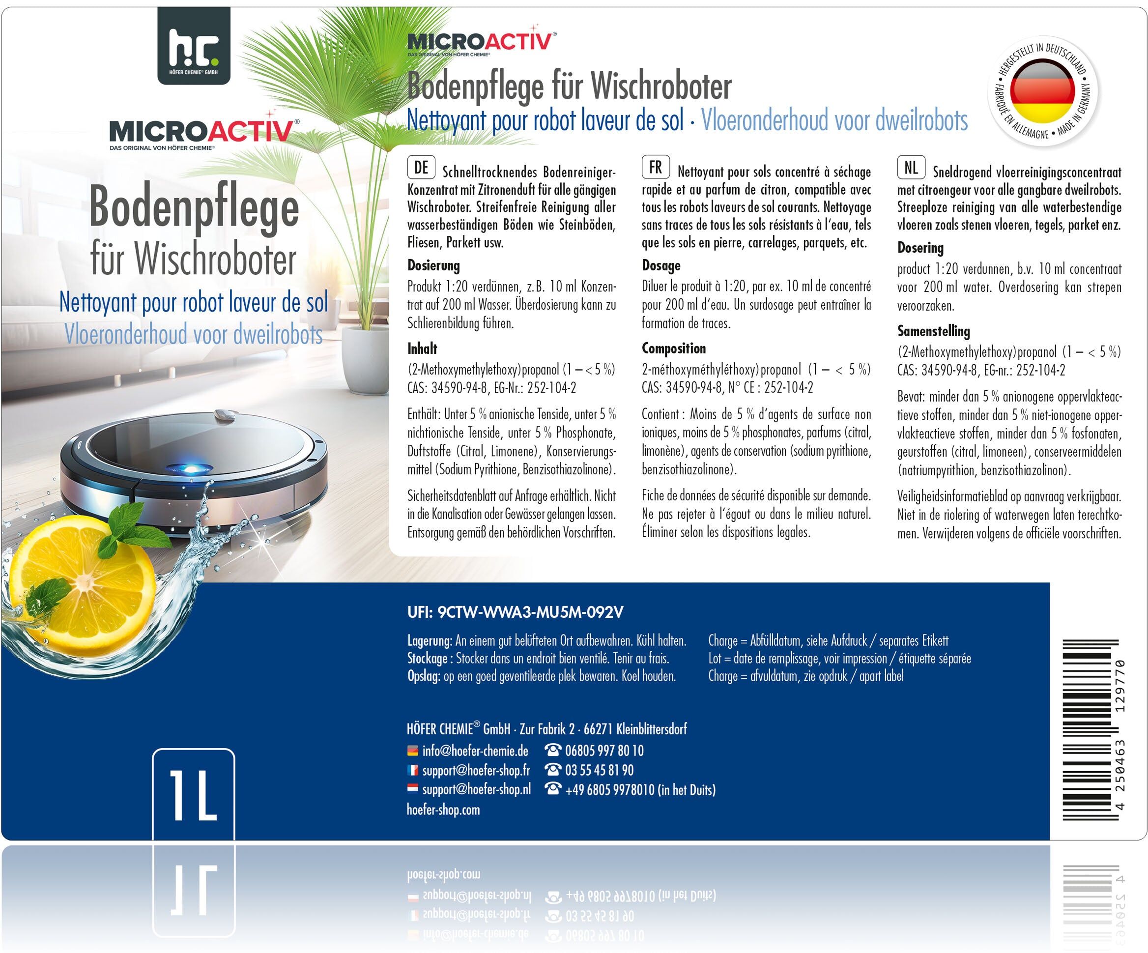 Höfer Chemie GmbH 6x 1 L  Entretien des sols pour robots laveurs