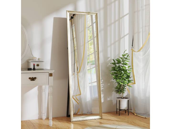 HOMCOM Miroir Pleine Longueur 160x50cm Ton Doré