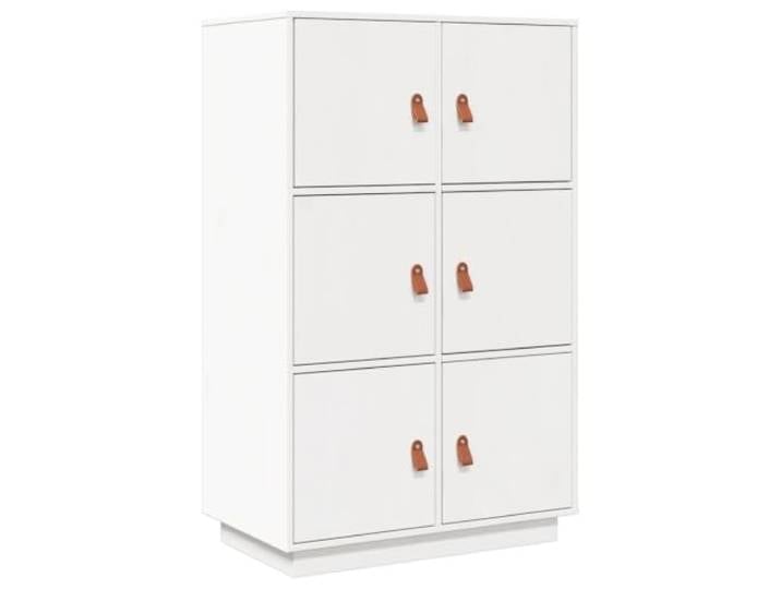 Fisinber Highboard Weiß Massivholz Kiefer 67x40x108,5 cm Kommode Vielseitiger Beistellschrank mit 6 Fächern für Wohnzimmer und Schlafzimmer. Stabile Oberplatte dient als Dekofläche.