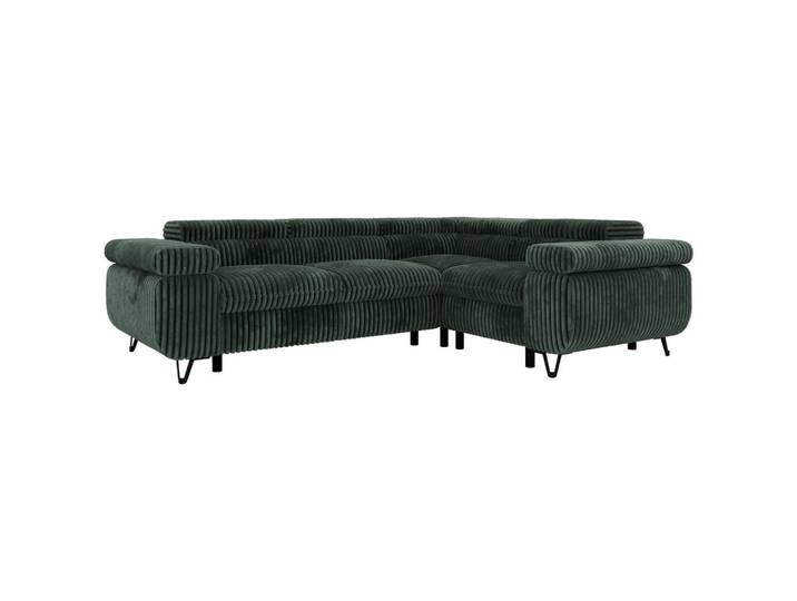 ECKSOFA ORSO L Dunkelgrün Cord - Rechts Seite