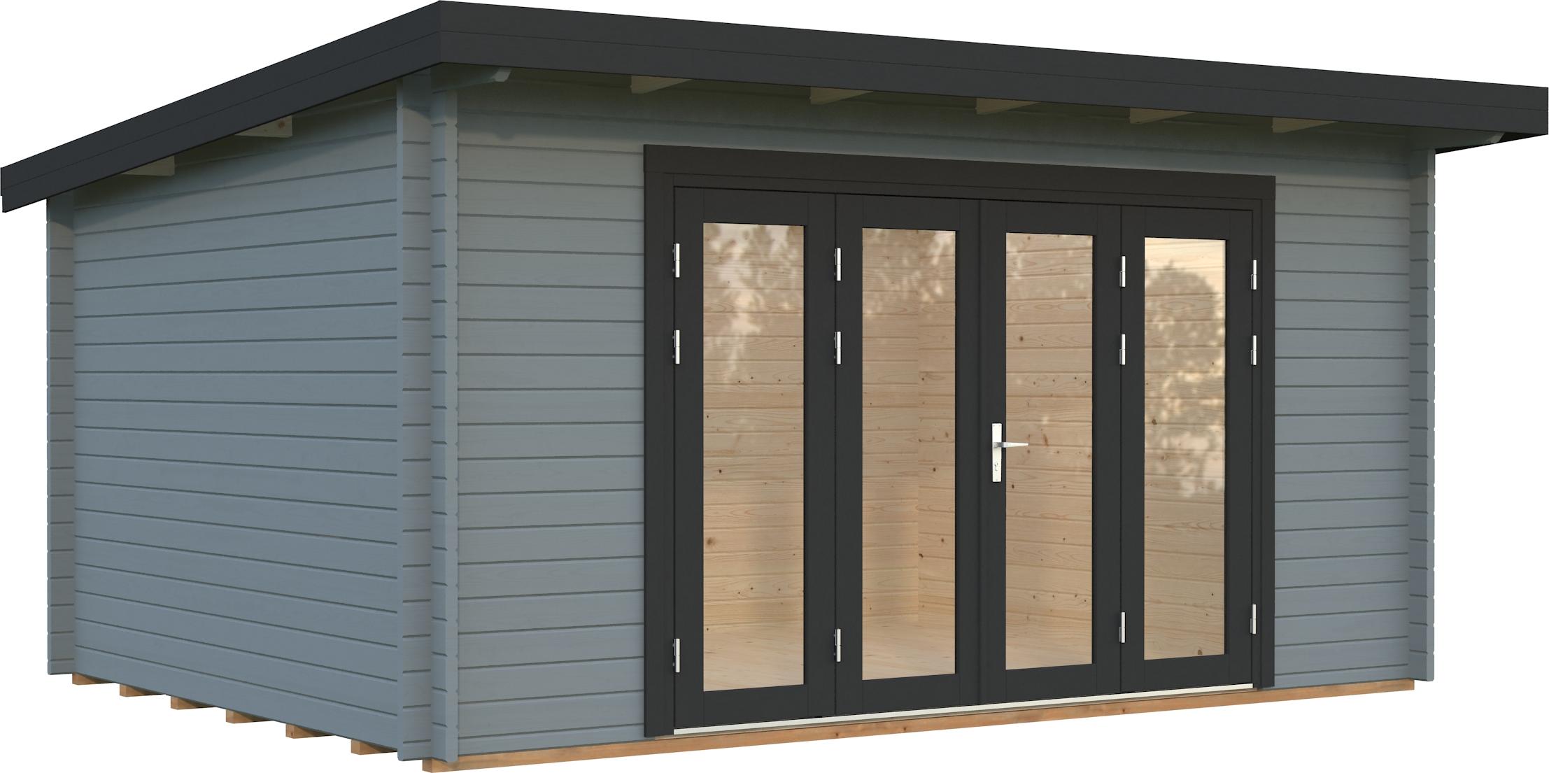 Gartenhaus Palmako Lea 14,2 m² inkl. Fußboden 494 x 402 cm hellgrau-anthrazit