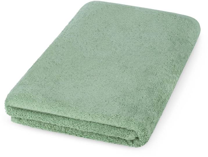 Duschtuch ROSS Doubleface - Uni-Farbfond , grün (eukalyptus, wollweiß), B:70cm L:140cm, Frottier, Baumwolle, Handtücher, Duschtuch, aus feinster Baumwolle