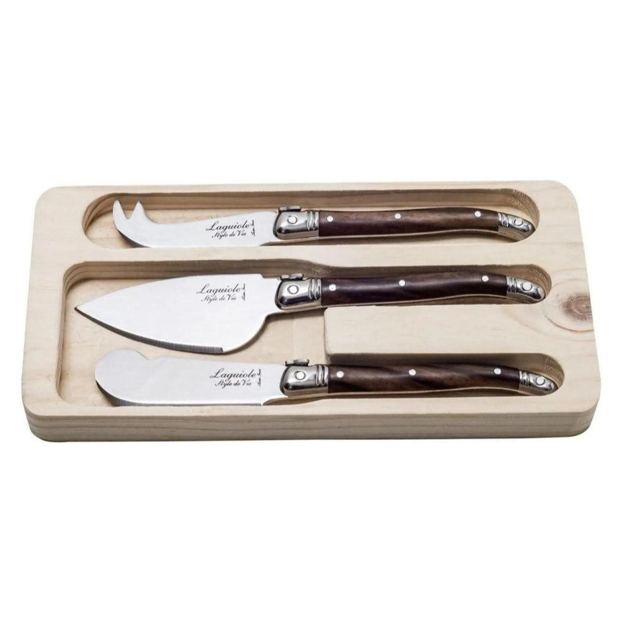 Laguiole premium line zestaw noży do sera Dark Woo (10 cm, 3x) (530121)