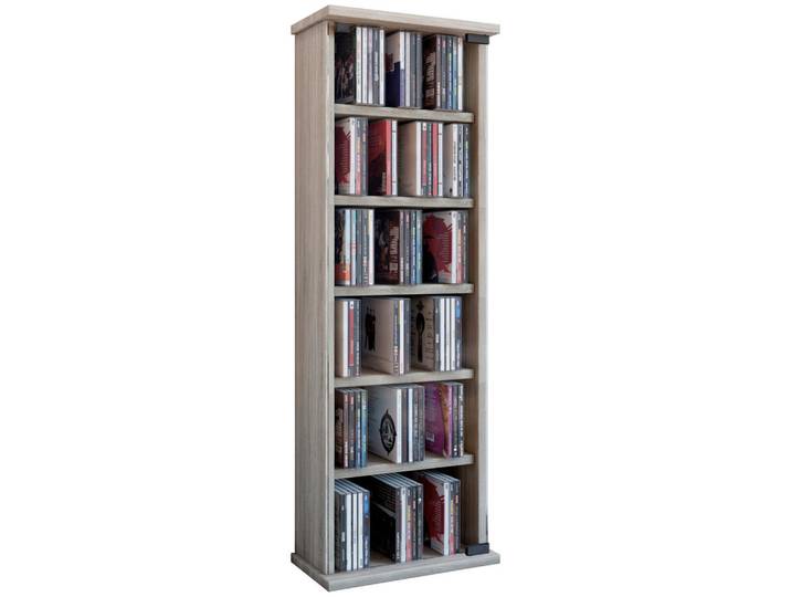 Mid.you Cd-Regal, Eichefarben, Glas, Holzwerkstoff, 5 Fächer, 31x92x18 cm, Wohnzimmer, TV Möbel, CD-Regale