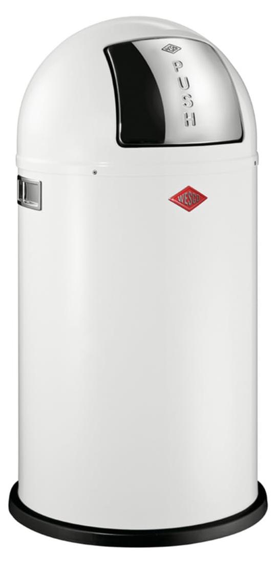 Müllbehälter - 50 Liter - Weiß - Mit Edelstahlklappe
