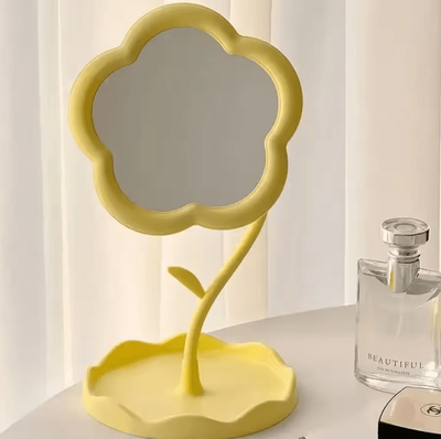 Inspire Curations Cute Flower Shaped Desktop Vanity Mirror 1pc yellow